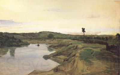 Jean Baptiste Camille  Corot La promenade du Poussin (mk01) Norge oil painting art